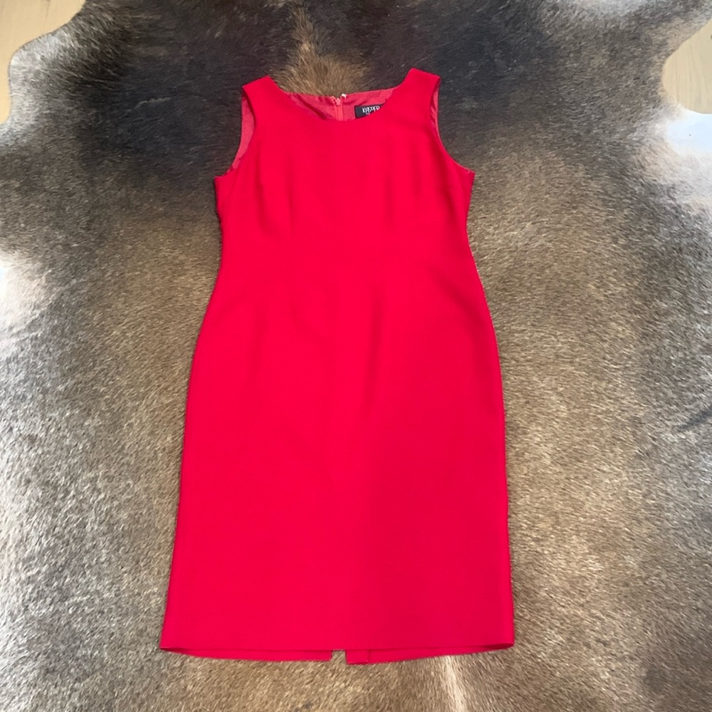 Kasper Red Sleeveless Knee Length Straight Formal Modest Dress 10